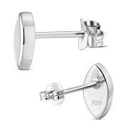 Mother of Pearl Lens Shaped Silver Earrings, e351st